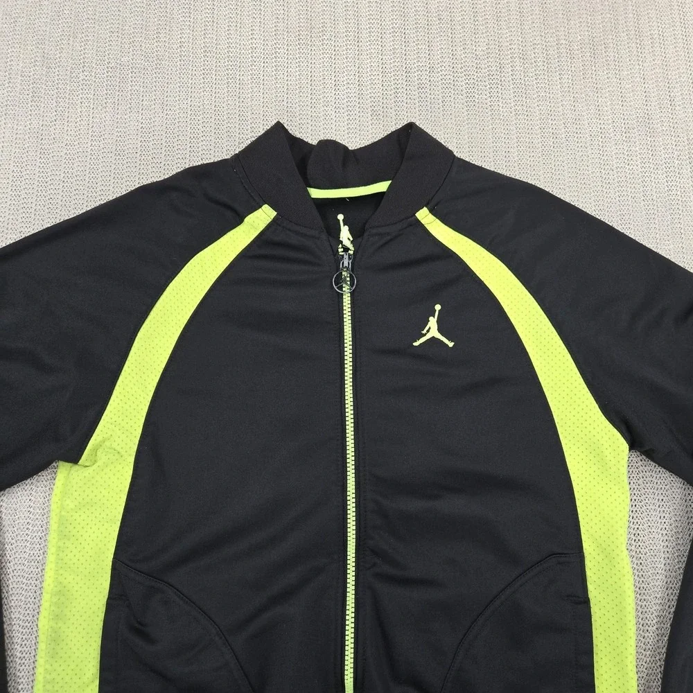 Jordan Track Jacket Youth 10-12 Black Green Full Zip‎ Colorblock Jumpman Logo